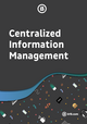 Centralized Information Management is prominently displayed in bold text against a dark background, accompanied by a colorful, abstract pattern featuring various icons and shapes at the bottom. The website b13.com is also included.